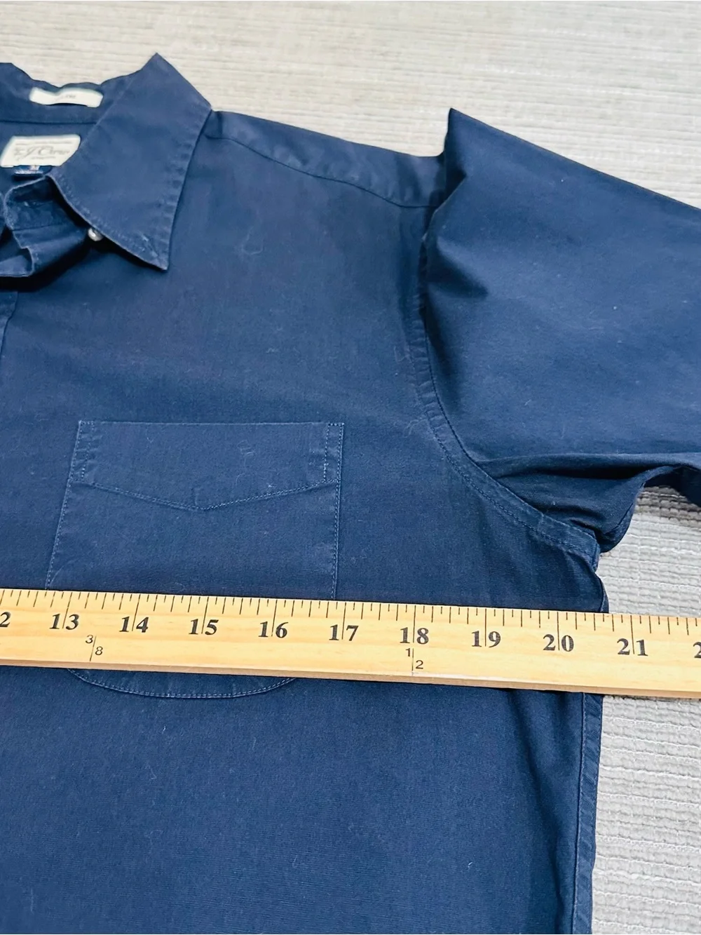 J.Crew Mens‎ Secret Wash Stretch Shirt Slim Fit Medium M Navy Blue Button Down